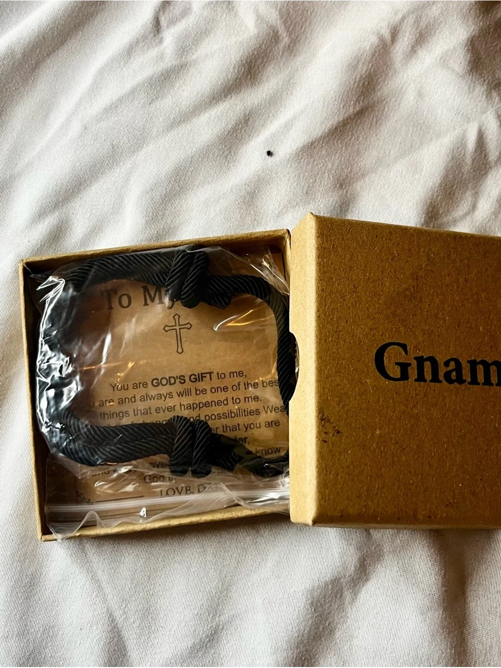Gnamy Black Rope Bracelet with Gold Accent